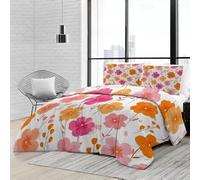 LLSZAHD Fleurs Couette 200x200 cm Rose et Orange Edredon 2 Personne et Couettes pour Lit sans Housse 4 Saisons Lavable, Doux et Confortable, RéVersible 2 Taies d'oreiller