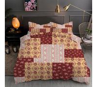 LLSZAHD Housse de Couette 200x200 Fleurs RéTro - Parure de Lit 2 Personne Motif Imprimé Floral Ensemble de Literie Microfibre Housse Couette avec Fermeture éClair et 2 Taies d'oreiller 65x65 Cm
