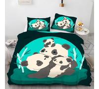 LLSZAHD Housse de Couette 200x200 Panda TréSor National Parure de Lit 2 Personnes Cartoon Imprimée Sets Housses Couettes en Microfibre Douce Confortable + 2 Taies d'oreillers 65x65 cm
