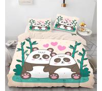 LLSZAHD Housse de Couette 240 x 260 Panda Parure de Lit 2 Personnes National Treasure Sets Housses Couettes en Microfibre avec Fermeture éclair + 2 Taies d'oreillers 65x65 cm