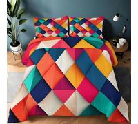 LLSZAHD Losanges ColoréS Couette 200x200 cm Motifs GéOméTriques Edredon 2 Personne et Couettes pour Lit sans Housse 4 Saisons Lavable, Doux et Confortable, RéVersible 2 Taies d'oreiller