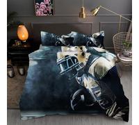 LLSZAHD Parure de Lit 140x200 Motif Joueur de Rugby - Housse de Couette 140x200 1 Personne en Microfibre Sportif Housse Couette avec Fermeture éClair, 2 Taies d'oreiller 65x65