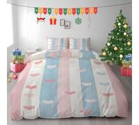 LLSZAHD Parure de Lit 140x200 Motif Rayures Rose et Bleu - Housse de Couette 140x200 1 Personne en Microfibre Cœur Housse Couette avec Fermeture éClair, 2 Taies d'oreiller 65x65