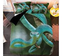 LLSZAHD Parure De Lit 90x190 Serpent Bleu Parure De Lit 1 Personne avec Fermeture éClair, Housse De Couette 90x190cm avec 1 Taie d'oreiller 65x65cm (135x200cm)