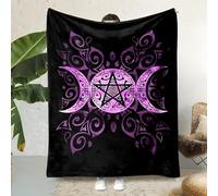 LLSZAHD Plaid Polaire Déesse à Trois Lunes - Pentagramme Doux et Moelleux Couverture 130x150 cm pour Canapé, Bureau, Voyage ou Chat - Plaid Épais et Chaud