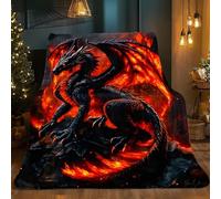 LLSZAHD Plaid Polaire Dragon Occidental - Lave Rouge Couverture Polaire 150x200 cm, - pour Grand Lit, Canapé d’Angle ou Lit Queen - Plaid Épais et Chaud