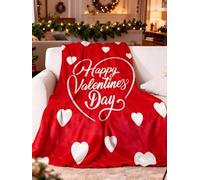 LLSZAHD Plaid Polaire Joyeuse Saint-Valentin - Cœurs Rouges Doux et Moelleux Couverture 130x150 cm pour Canapé, Bureau, Voyage ou Chat - Plaid Épais et Chaud