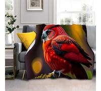 LLSZAHD Plaid Polaire Oiseau Rouge - Impression 3D Couverture 140x200 cm, Moelleuse - pour Canapé, Lit Simple ou Petit Chien - Plaid Épais et Chaud