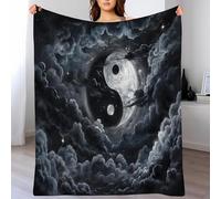 LLSZAHD Plaid Polaire Symbole du Yin-Yang - Nuages Oniriques et Brume Couverture 140x200 cm, Moelleuse - pour Canapé, Lit Simple ou Petit Chien - Plaid Épais et Chaud
