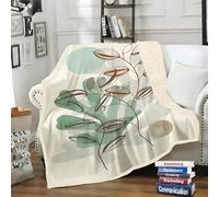 LLSZAHD Plaid Sherpa Double Face Plante Abstraite - Art Rétro - Couverture Chaude Automne pour Lit Simple, Canape Dangle - Plaid Doux et Moelleux 100x130 cm