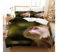 LLSZAHD Singe Housse de Couette 240x260cm, Animaux Parure de Lit, Housses de Couettes Microfibre avec Fermeture éclair et 2 taies d'oreiller 65×65cm