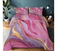 LLSZAHD Texture marbrée Couette 200x220 cm Rose Edredon 2 Personne et Couettes pour Lit sans Housse 4 Saisons Lavable, Doux et Confortable, RéVersible 2 Taies d'oreiller