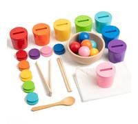 LLTCMAOYI Montessori Set de coupes et balles pour classement des couleurs Jeu d'appariement Boîte de pièces de monnaie Jouet de compétences motrices fines