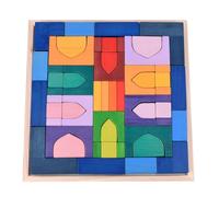 LLTCMYGS Blocs de Construction Arc-en-Ciel Construire des Puzzles, Jouets de Blocs de Construction Montessori en Bois