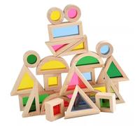 LLTCMYGS Blocs de fenêtre en Bois Montessori avec Couleurs acryliques, Jouet empilable Arc-en-Ciel Transparent pour Le développement Spatial et créatif