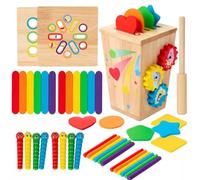 LLTCMYGS Boîte de tri multifonctionnelle Montessori 5 en 1, Jeu de tri des Formes et d'attrape-Insectes avec Engrenages