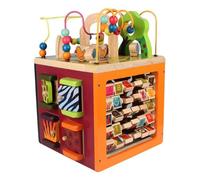 LLTCMYGS Cube d'activité en Bois, Jouet Montessori à Labyrinthe de Perles sur 4 côtés avec Blocs d'animaux Assortis