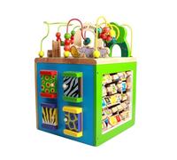 LLTCMYGS Cube d'activité en Bois Montessori, Labyrinthe à Perles à 4 Faces et Blocs de Correspondance d'animaux