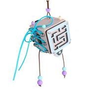 LLTCMYGS Cube d'activité Montessori, Tableau sensoriel en Bois pour Le Voyage et Le développement des compétences motrices Fines,Bleu