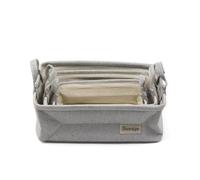 LLTCMYGS Ensemble de boîtes de Rangement en Tissu Montessori, Panier de Rangement avec poignée (3 pièces),Light Color