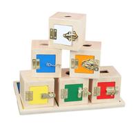 LLTCMYGS Ensemble de boîtes verrouillables Montessori, 6 Cubes en Bois codés par Couleur