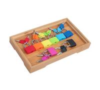 LLTCMYGS Ensemble de Cadenas et clés colorés Montessori, Jouet sensoriel de Vie Pratique 8 Couleurs pour Tout-Petits,Bamboo Trays