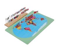 LLTCMYGS Ensemble de Drapeaux et Cartes du Monde Montessori, Jouet d'apprentissage de la géographie en Bois pour Enfants, Jeu d'association de Drapeaux