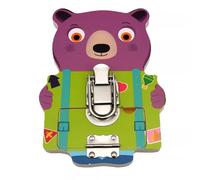 LLTCMYGS Ensemble de Jeu Montessori en Bois pour Enfants pour Apprendre Le crochetage, Jouet de développement de la Coordination Main-œil,Bear