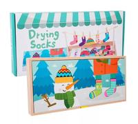 LLTCMYGS Ensemble de Jeu Montessori pour accrocher des Chaussettes, Corde à Linge en Bois avec Pinces à Linge pour l'entraînement des compétences motrices Fines des Tout-Petits