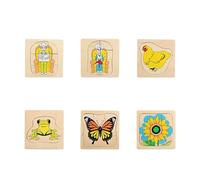 LLTCMYGS Ensemble de Jouets en Puzzle sur Le processus de Croissance des Animaux et des Plantes Montessori, Puzzle en Bois Multicouche (6 pièces)