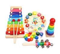LLTCMYGS Ensemble de Jouets musicaux en Bois Montessori avec Piano à manivelle, Jouets de développement sensoriel et Coordination Main-œil