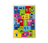 LLTCMYGS Ensemble de Puzzles en Bois Tetris 4-en-1, Puzzles à Motifs d'animaux, de véhicules et de Personnes,Model b