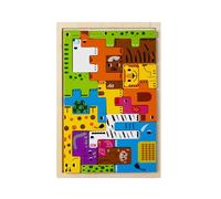 LLTCMYGS Ensemble de Puzzles en Bois Tetris 4-en-1, Puzzles à Motifs d'animaux, de véhicules et de Personnes,Model a