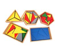 LLTCMYGS Ensemble de Triangles constructifs Montessori, Puzzle géométrique en Bois 5 en 1 pour Tout-Petits