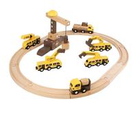 LLTCMYGS Ensemble de Voies de Train en Bois, véhicule d'ingénierie magnétique et Set de Jeu avec Grue pour Tout-Petits