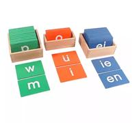LLTCMYGS Ensemble Montessori de Lettres phonétiques Chinoises en Papier de Verre, Jouet éducatif en Bois pour la Stimulation sensorielle des Tout-Petits