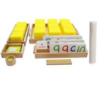 LLTCMYGS Jeu de Banque du système décimal Montessori, manipulatifs mathématiques en Perles dorées pour l'apprentissage de la Valeur de Position et de l'arithmétique,Model a with Carpet