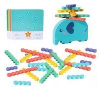 LLTCMYGS Jeu de empilement d'éléphants Montessori, 90 Blocs de Construction en nid d'abeille et 40 Cartes éclair