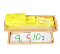 LLTCMYGS Jeu de la Banque de Perles Dorées Montessori, Jouet Mathématique en Bois du Système Décimal pour l'Arithmétique Précoce