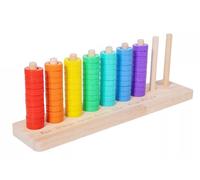 LLTCMYGS Jeu de Lancer d'anneaux Arc-en-Ciel pour Enfants, Ensemble de Jouets en Bois de 70 pièces à empiler et Trier
