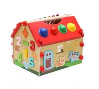 LLTCMYGS Jeu Montessori d'Assemblage par Correspondance de 4 Couleurs Maison, Jouet Éducatif en Bois avec Xylophone