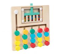 LLTCMYGS Jeu Montessori en Bois de logique et mémoire à 4 Couleurs, Puzzle à glissière d'association de Motifs avec Cartes d'activités,Model c