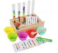 LLTCMYGS Jouet de tri de Perles Montessori par Couleurs, Jeu éducatif en Bois avec Test Tubes et Pinces pour l'entraînement des Tout-Petits