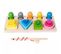 LLTCMYGS Jouet en Bois Montessori 2 en 1, Blocs empilables en Forme et Jeu de pêche magnétique pour Tout-Petits