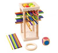 LLTCMYGS Jouet en Bois Montessori Tour d'équilibre avec bâtons, Anneaux et balles, Jeu pour Toute la Famille