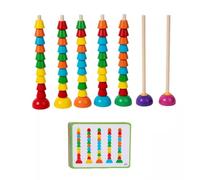 LLTCMYGS Jouet Montessori en Bois avec Perles à empiler et Compter, Jeu de tri des Couleurs et de comptage à 7 tiges