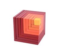 LLTCMYGS Jouets de Blocs de Construction Arc-en-Ciel carrés carrés Rouges et Jaunes, Puzzles carrés en Bois Montessori