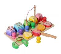 LLTCMYGS Planche de pêche en Bois Montessori avec Blocs de Jeu à découper et Formes, développement des compétences motrices Fines