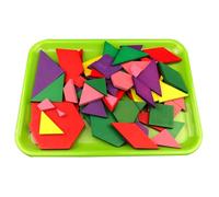 LLTCMYGS Planches de Formes géométriques Montessori, Ensemble de Blocs de Motifs en Bois colorés, Jouet éducatif de mathématiques pour Enfants,Plastic Tray