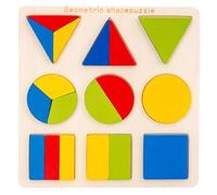 LLTCMYGS Plateau de Puzzle Montessori à 9 Cases avec Formes géométriques, Jouet éducatif en Bois pour l'apprentissage des Fractions pour Enfants d'âge préscolaire
